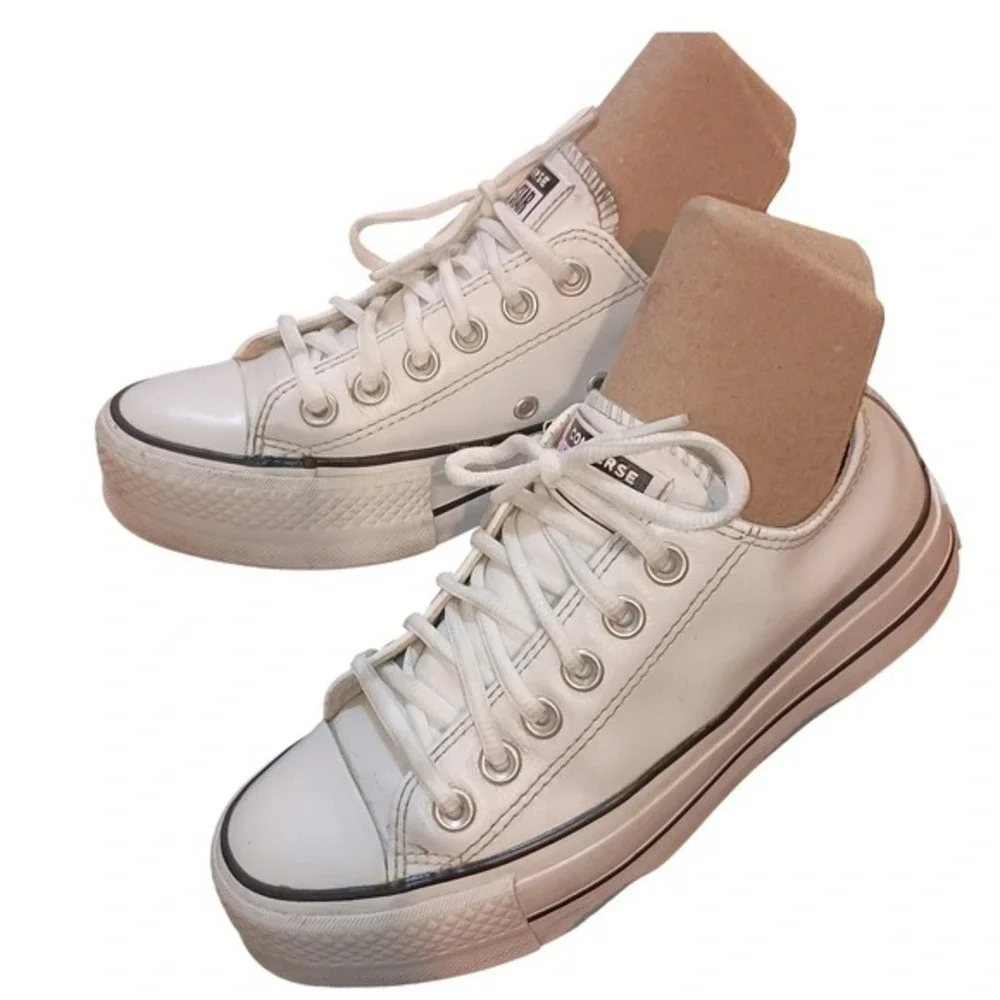 Converse‎ Chuck Taylor All Star Platform Leather White Women SKUW524
